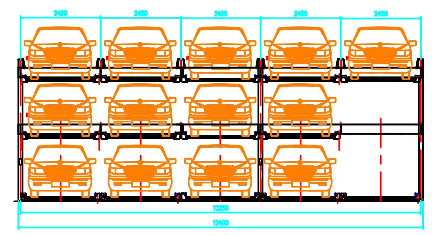 Three layer parking equipment